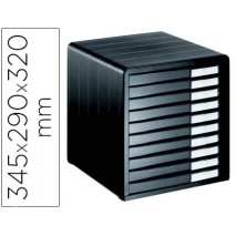 FICHERO CAJONES SOBREMESA OFFISYS TIMELESS 1129 10 CAJONES NEGRO 345X290X320 MM APILABLE