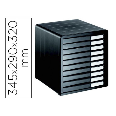 FICHERO CAJONES SOBREMESA OFFISYS TIMELESS 1129 10 CAJONES NEGRO 345X290X320 MM APILABLE