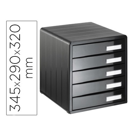 FICHERO CAJONES SOBREMESA OFFISYS TIMELESS 1129 5 CAJONES NEGRO 345X290X320 MM APILABLE