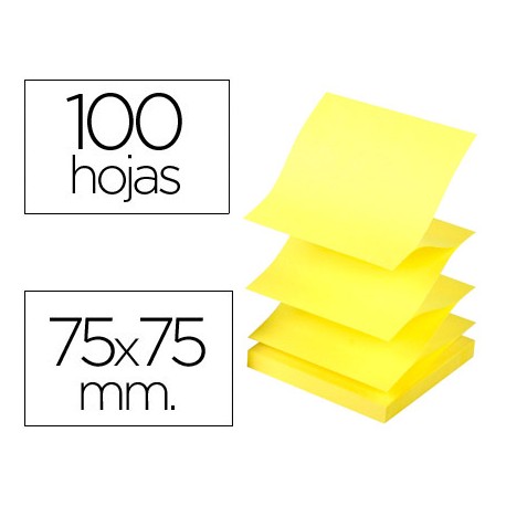 BLOC DE NOTAS ADHESIVAS QUITA Y PON Q-CONNECT 75X75 MM AMARILLO NEON ZIG-ZAG